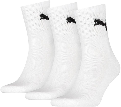 Puma Short Crew Socks (3 Pairs) - White - 12-14