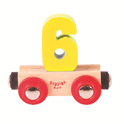 BigJigs Holzwagen Zahl 6 - buntes Lernspielzeug für Kinder