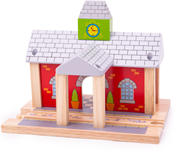 BigJigs Holzbahnhof - Spielzeug Eisenbahn Zubehör