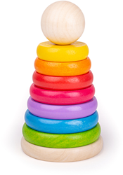 BigJigs Holz Regenbogen Stapelturm für Babys - Lernspielzeug