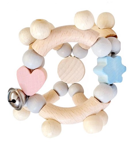 Hess Holz Rassel Herz Pastell Babyspielzeug-2