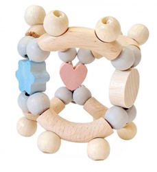 Hess Holz Rassel Herz Pastell Babyspielzeug