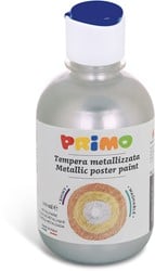 Primo gebrauchsfertige Plakatfarbe METALLIC, Flasche 300 ml mit Fließverschluss Silber