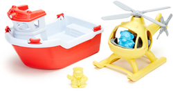 Green Toys Rettungsboot mit Hubschrauber