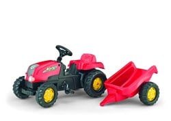 Rolly Toys Trettraktor RollyKid X - Kindertraktor mit Anhänger rot