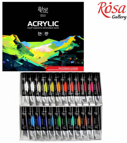 Rosa Gallery Acrylfarben Set 24x20 ml Tuben für kreatives Malen