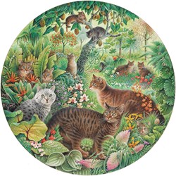 Grafika Puzzle - Rundes Puzzle Tigerkatzen im Dschungel 501 Teile