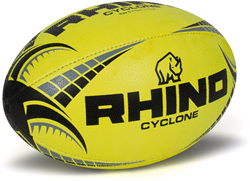 Rhino Rugbyball Cyclone Fluo Gelb Größe 4 - Trainingsball mit Grip