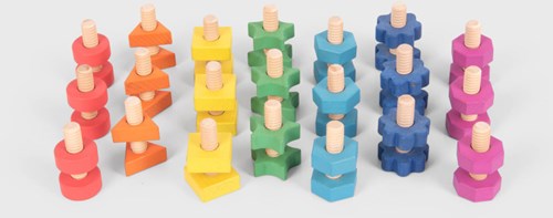 TickiT 73999 Regenbogen-Muttern und Schrauben aus Holz, 21 Stück