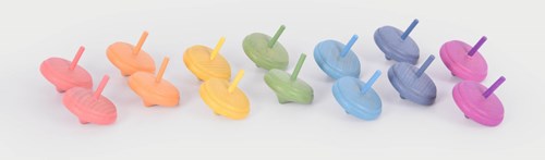 tickit Rainbow Wooden Spinning Tops - Pk14