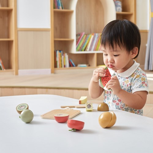 PolarB Holzspielzeug Schneideset Obst - pädagogisches Rollenspiel-3