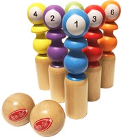 Retr-Oh Holzspiel Kegelset Kinder / Spielzeug Kegelspiel - 6 Kegel 2 Kugeln-2