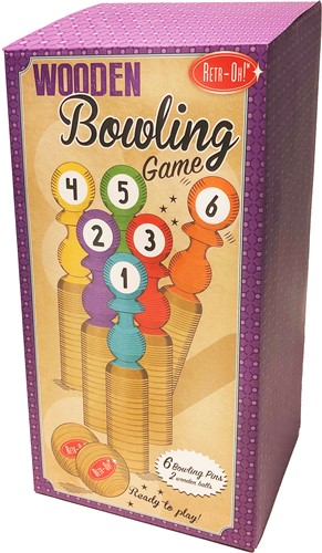 Retr-Oh Holzspiel Kegelset Kinder / Spielzeug Kegelspiel - 6 Kegel 2 Kugeln