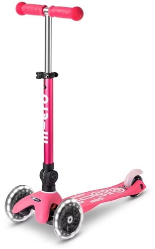 Micro Kinderroller Mini Micro Deluxe faltbar LED pink 2-6 Jahre