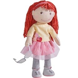 Haba Puppe Ava weiche Stoffpuppe 30cm mit Brille - Kuschelpuppe für Kinder