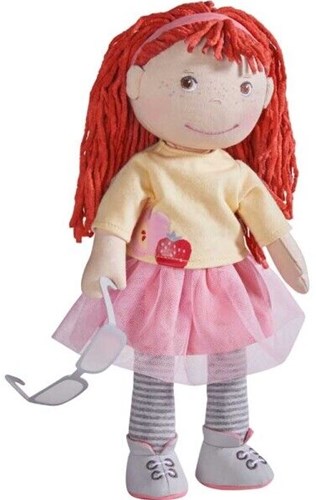 Haba Puppe Ava weiche Stoffpuppe 30cm mit Brille - Kuschelpuppe für Kinder