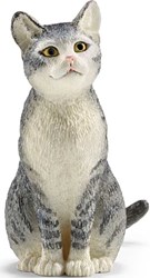 Schleich Spielfigur graue sitzende Katze für Kinder ab 3 Jahren