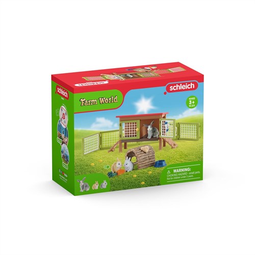 Schleich Farm World - Kaninchenstall Spielset für Kinder 42420-2