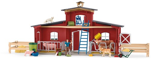 Schleich Bauernhof Spielzeug Farm World rote Scheune mit Tieren und Zubehör-2