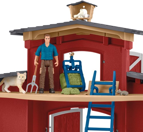 Schleich Bauernhof Spielzeug Farm World rote Scheune mit Tieren und Zubehör-3