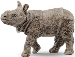 Schleich Wild Life Spielfigur Indisches Nashornbaby grau Kunststoff