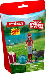 Schleich FARM WORLD Picknick-Spielset mit Figur und Katze - 11-teilig