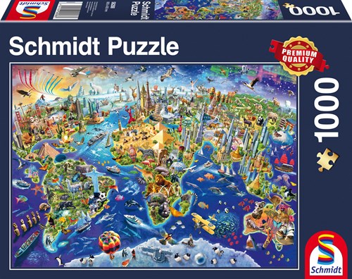Schmidt Puzzle Weltkarte - 1000 Teile - Lernspielzeug-2