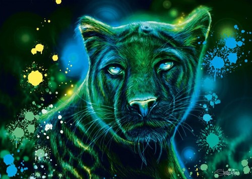 Schmidt Spiele Neon Blau-Grüner Panther - 1000 Teile