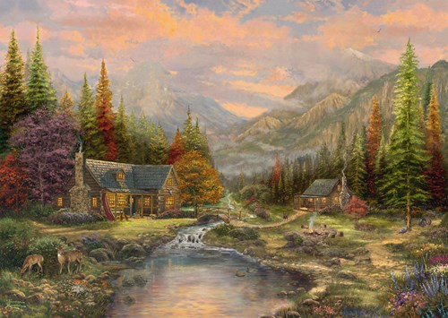 Schmidt Holzpuzzle Berglandschaft mit Bach 1000 Teile Puzzle