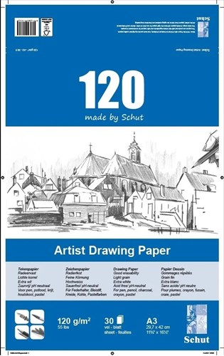 Schut Zeichenpapier A3 120 g 30 Blatt - Skizzenblock für Kinder