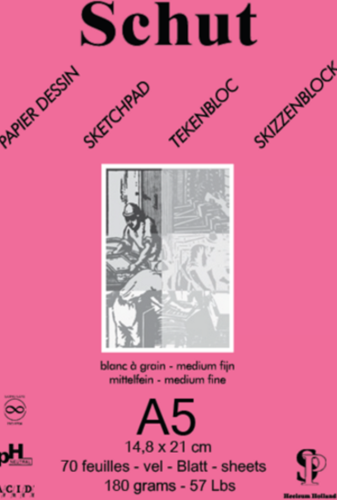 Schut Skizzenpapier A5 Zeichenblock 70 Blatt 180 g professionelles Papier