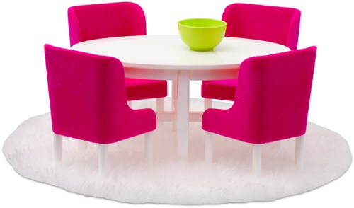 Lundby Puppenhaus Esszimmer-Set - rosa/weiß - Zubehör für Puppenhaus