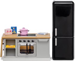 Lundby Puppenhaus Küche - Kochinsel mit Kühlschrank - Spielset