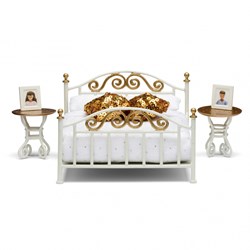 Lundby Puppenhaus Schlafzimmer Set - weiß mit Kupferfarbe - Zubehör