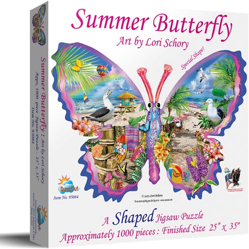 SunsOut Konturenpuzzle - Sommer Schmetterling - 1000 Teile-2