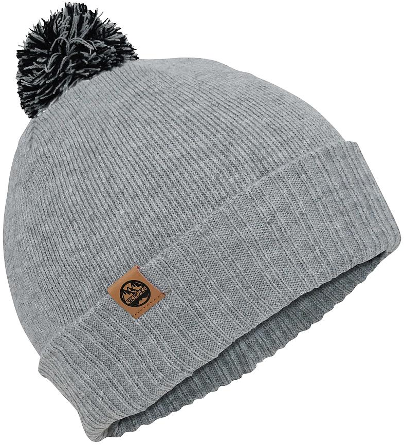 Six Peaks Pom Beanie Hat Grey Black Planet Happy DE