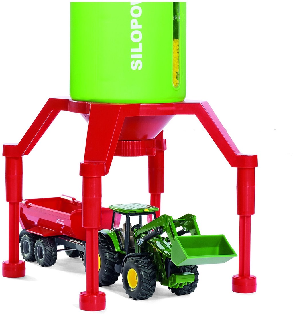 Siku 5602, Silo verticale SILOPOWER, 1:32, Plastica, Verde/Rosso, Compatibile con modellini in scala 1:87 fino a 1:32 grazie all'altezza facilmente regolabile