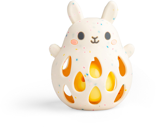 Tiger Tribe Silikon Rassel - Baby Spielzeug Hase in bunten Farben