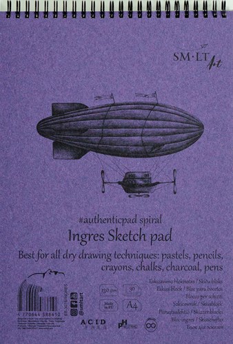 SMLT Ringbuch Zeichenblock A4 weißes Naturpapier 130gr 30 Blatt