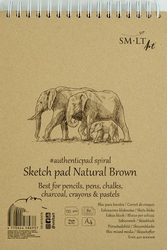 SMLT Skizzenbuch Ringbuch A4 braunes Papier 135gr 80 Blatt kreativ