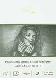 SMLT Zeichenblock Bristol A5 professionelles Papier 308gr 10 Blatt Skizzen