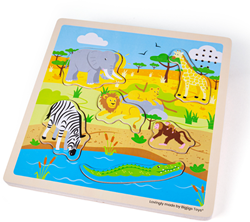BigJigs Holz Sound Puzzle - Safari Tiere Geräusche Spielzeug