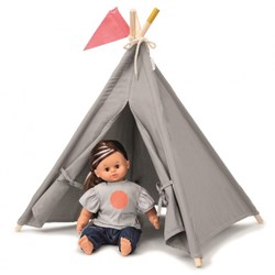Skrallan Puppen Tipi grau - Spielzelt Zubehör für Puppen