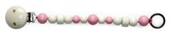 Hess Schnullerkette Baby rosa-creme Holz Schnullerband