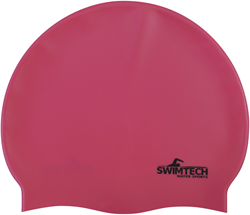 SwimTech Silikon Badehaube rosa - komfortable Schwimmkappe für Erwachsene