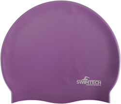 SwimTech Silikon Badekappe lila - bequeme Schwimmkappe für Erwachsene