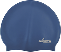 SwimTech Silikon Schwimmkappe dunkelblau - bequeme Badekappe