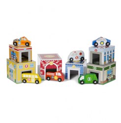 Melissa & Doug VERSCHACHTELN UND SORTIEREN Gebäude und Fahrzeuge