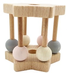 Hess Holz Rassel Sternform rosa Babyspielzeug