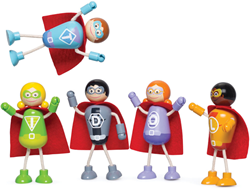 Tidlo Superhelden Spielzeugfiguren Holz - Superhelden Actionfiguren Set